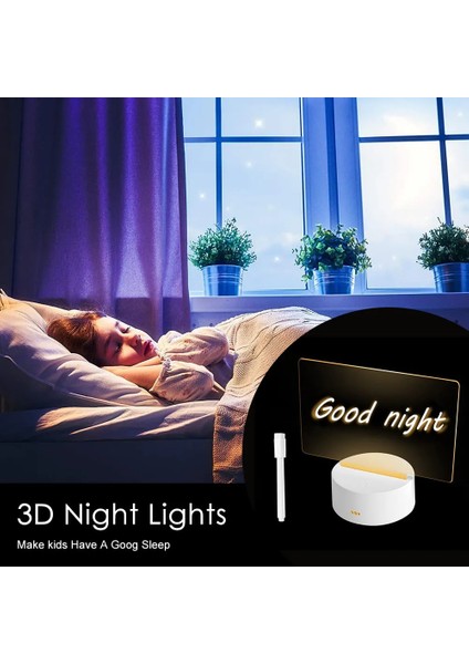 Dairesel LED Gece Lambası Not Panosu Mesaj Panosu Kalem USB Pil Gücü Tatil Işık Masaüstü Lamba Yatak Odası Dekoru Çocuk Hediye (Yurt Dışından) modelleri
