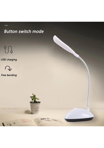 Beyaz Masa Okuma Lambası Çalışma LED Işık Öğrenci Masası Yurdu Yatak Odası Başucu Okuma Akülü Göz Koruması Masa Lambası (Yurt Dışından)