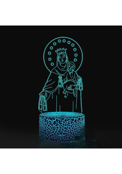 NO.957 Stili NO.954 Boyutu Nighdn Isa Meryem Ana 3D Gece Lambası USB Renkli Dokunmatik Uzaktan Kumanda LED Dini Inanç 3D Masa Lambası Yılbaşı Hediyeleri (Yurt Dışından)