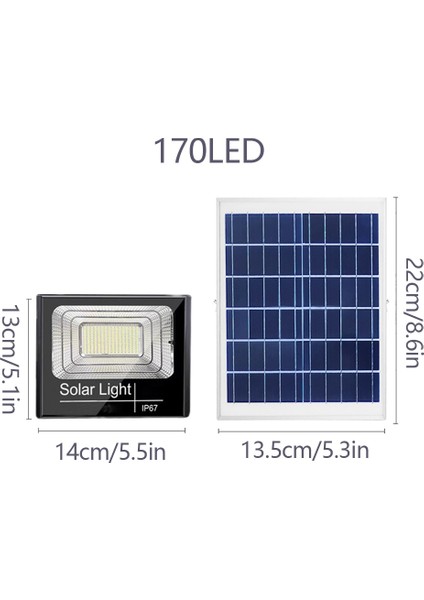 170LED Güneş Işıkları Açık Güneş Paneli Refletor LED Güneş Enerjili Spot Bahçe LED Reflektör Su Geçirmez Güneş Işığı 5 M Kablo ile Güçlü (Yurt Dışından)