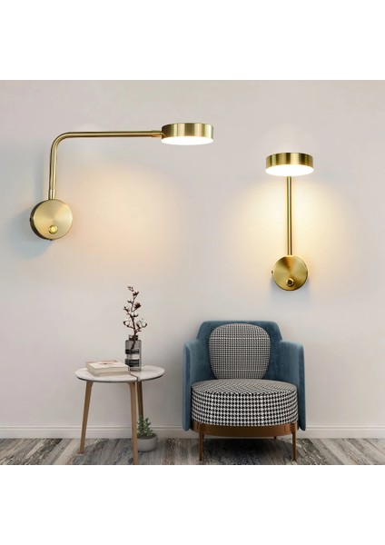4000K Stili Altın Yooe 9W LED Duvar Lambası Anahtarı ile Modern Minimalist Iç Mekan Aydınlatması Yatak Odası Için Aplik Arka Plan Duvar Dekorasyonu Başucu Gece Lambası (Yurt Dışından)
