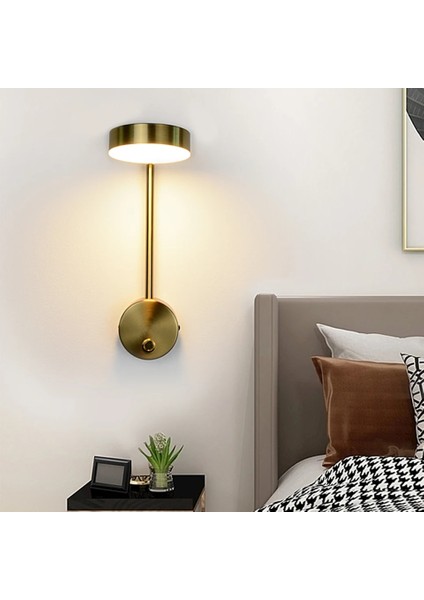 4000K Stili Altın Yooe 9W LED Duvar Lambası Anahtarı ile Modern Minimalist Iç Mekan Aydınlatması Yatak Odası Için Aplik Arka Plan Duvar Dekorasyonu Başucu Gece Lambası (Yurt Dışından)
