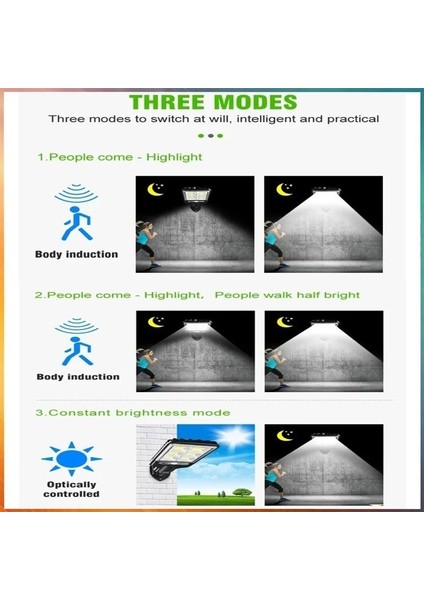 2 Adet Tarzı 72COB Güneş Enerjili Sokak Lambaları Dış Mekan, 3 Işık Modlu Güneş Lambası Su Geçirmez Hareket Sensörü Bahçe Veranda Yolu Yard Için Güvenlik Aydınlatması (Yurt Dışından) fırsatları