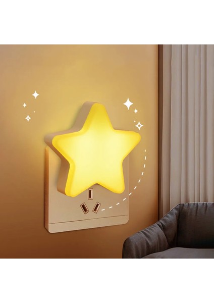 Sarı Sevimli Yıldız LED Gece Lambası Plug-In Akıllı Işık Kontrolü Enerji Tasarruflu Başucu Lambası Çocuk Yatak Odası Koridor Merdiven Dekor (Yurt Dışından) fiyatları