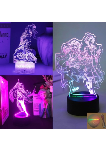 Xingqiu Tarzı Havalandırma Yeni Ge Etki Hu Tao Xiao 3D LED Gece Lambası Anime Iki Tonlu Lamba Çocuk Yatak Odası Dekor Noel Doğum Günü Hediyesi Yae Miko (Yurt Dışından) fiyatları