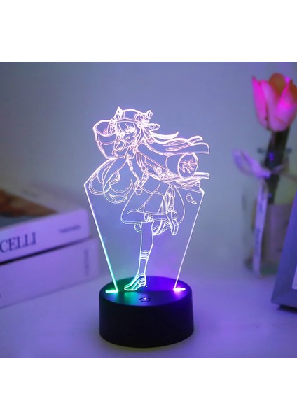 Xingqiu Tarzı Havalandırma Yeni Ge Etki Hu Tao Xiao 3D LED Gece Lambası Anime Iki Tonlu Lamba Çocuk Yatak Odası Dekor Noel Doğum Günü Hediyesi Yae Miko (Yurt Dışından) fırsatları