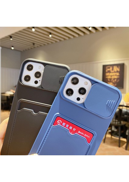 iPhone15 Pro Case Card Tutucu Için Tpu Telefon Kapağı Kayar Lens Kapak-Doğru (Yurt Dışından)