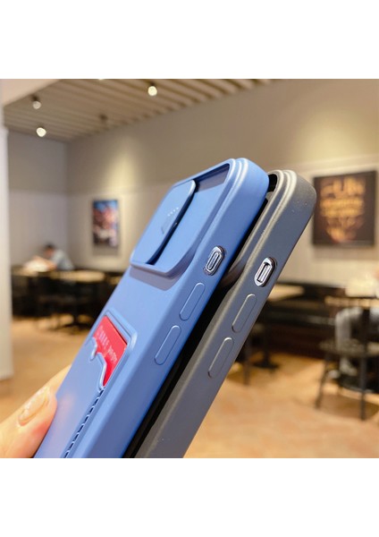 iPhone15 Pro Case Card Tutucu Için Tpu Telefon Kapağı Kayar Lens Kapak-Doğru (Yurt Dışından)