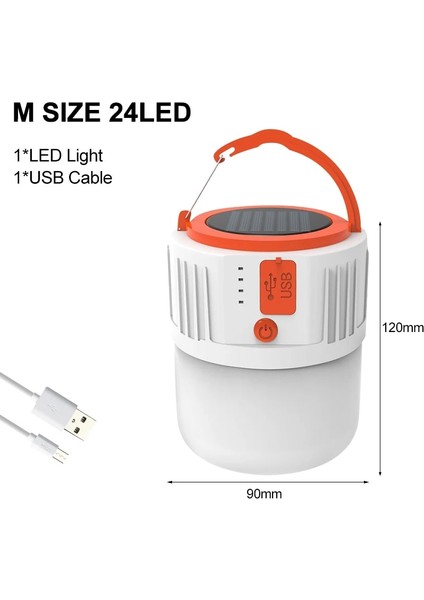 24LED USB Şarjlı Solar Lamba Güneş LED Kamp Feneri Taşınabilir Pil Kumandalı Çadır Ampul Uzun Ömürlü Şarj Edilebilir Lamba (Yurt Dışından)