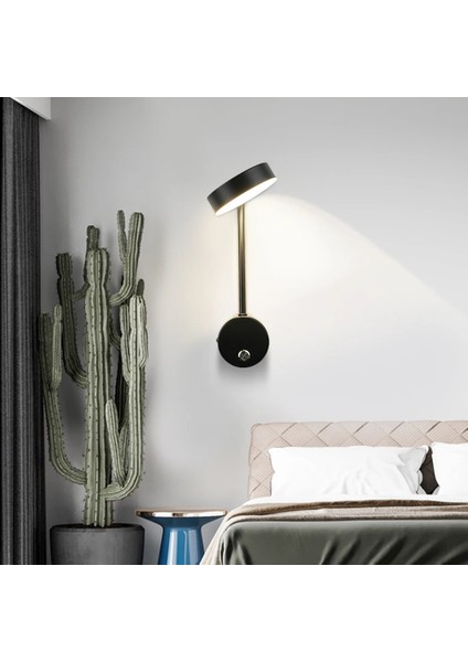 4000K Stili Sarı Yooe 9W LED Duvar Lambası Anahtarı ile Modern Minimalist Iç Mekan Aydınlatması Yatak Odası Için Aplik Arka Plan Duvar Dekorasyonu Başucu Gece Lambası (Yurt Dışından)
