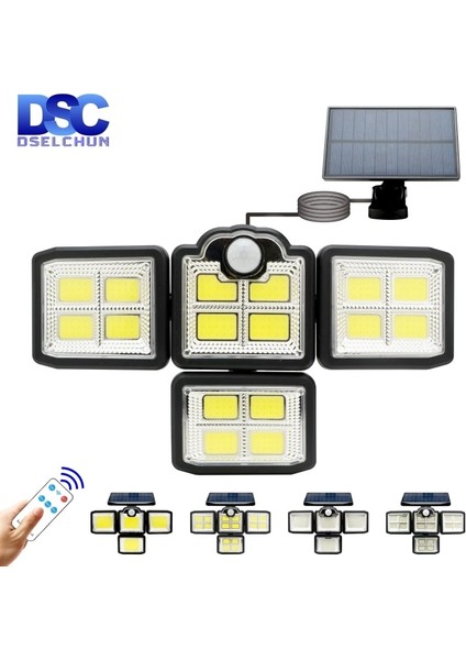 198LED-ENTEGRE Cob LED Güneş Işıkları Dış Kafa Hareket Sensörü Veranda Bahçe Işıkları Uzaktan Kumanda ile Su Geçirmez 3 Mod Duvar Lambası (Yurt Dışından) fiyatları