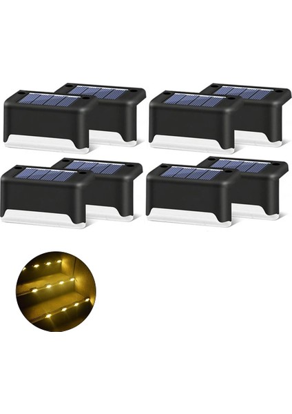 12PCS Tarzı Siyah Güneş Enerjili LED Işık Açık Bahçe Işıkları Su Geçirmez Dış Mekan Güneş Işıkları Merdiven Işık Bahçe Dekor Çit Güneş Lambası (Yurt Dışından)