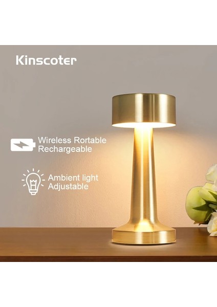 C3 LED Yemek Masası Dambıl Dokunmatik Sensör Retro Lamba Masaüstü Gece Lambası USB Şarj Edilebilir Kablosuz Restoran Otel Odası Dekorasyon (Yurt Dışından)