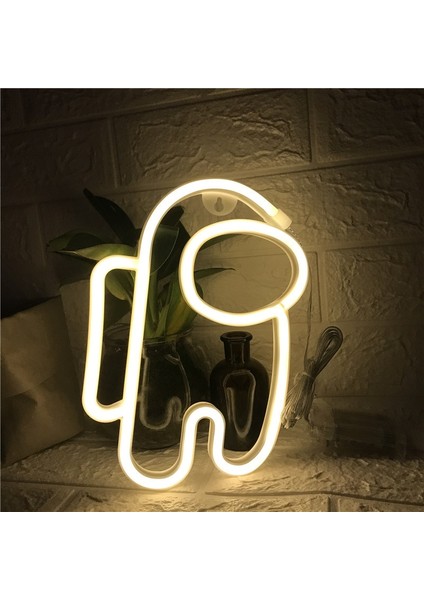 Beyaz Stil Ilık LED Neon Lamba Burcu Astronot Oyun Lambası Neon Duvar Işıkları Gece Lambası Odası Tatil Partisi Dekoru Için Serin Doğum Günü Noel Hediyesi (Yurt Dışından)