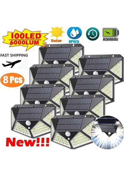 6 Adet Tarzı 100LED LED Güneş Enerjili Duvar Işıkları Açık Güneş Lambası Pır Hareket Sensörü Bahçe Işık Için Güneş Enerjili Güneş Işığı Sokak Lambası (Yurt Dışından)