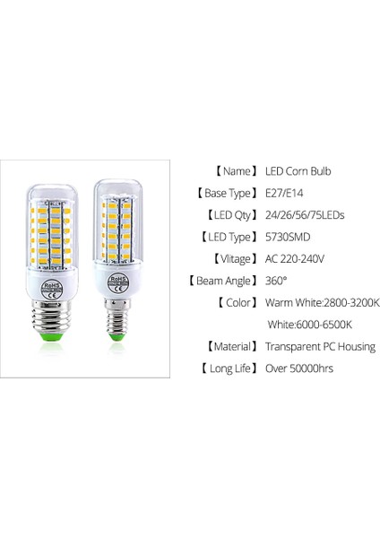 E14-56LED Stili E14-24LED'LER Smd V E27E14 LED Mısır Ampul Yüksek Parlaklık LED Işık Avize Ampuller E27 Ev Dekorasyon Ampul Için LED (Yurt Dışından)