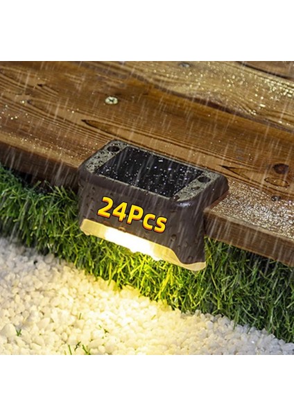 20 Adet Tarzı Kahverengi Renk Merdiven LED Solar Lamba IP65 Su Geçirmez Açık Bahçe Işık Yolu Yard Veranda Adım Çit Lambaları Bahçe Dekor Güneş Işığı Açık Havada (Yurt Dışından) modelleri