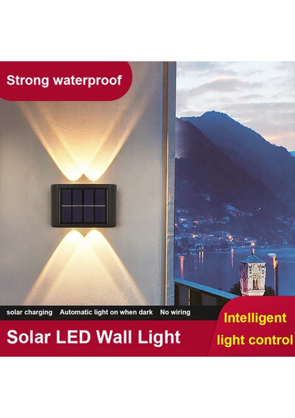 10LED-1PCS-BEYAZ Güneş Enerjili Duvar Lambası Dış Mekan Suya Dayanıklı Yukarı ve Aşağı Aydınlık Aydınlatma (Yurt Dışından) fiyatları