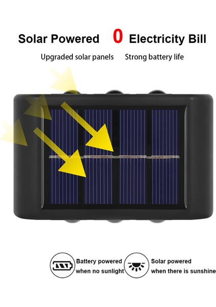 10LED-1PCS-BEYAZ Güneş Enerjili Duvar Lambası Dış Mekan Suya Dayanıklı Yukarı ve Aşağı Aydınlık Aydınlatma (Yurt Dışından) modelleri
