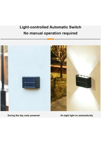10LED-1PCS-BEYAZ Güneş Enerjili Duvar Lambası Dış Mekan Suya Dayanıklı Yukarı ve Aşağı Aydınlık Aydınlatma (Yurt Dışından) fırsatları