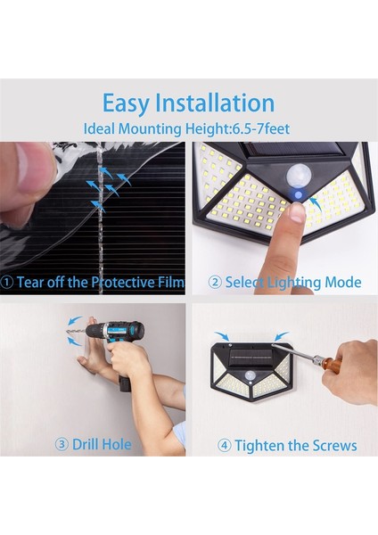 1 Paket 100 LED Güneş Duvar Işıkları Su Geçirmez Açık Güneş Lambası Kablosuz Güneş Enerjili Güneş Işığı Sokak Lambası Bahçe Dekorasyon Için (Yurt Dışından)
