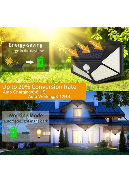 1 Paket 100 LED Güneş Duvar Işıkları Su Geçirmez Açık Güneş Lambası Kablosuz Güneş Enerjili Güneş Işığı Sokak Lambası Bahçe Dekorasyon Için (Yurt Dışından)