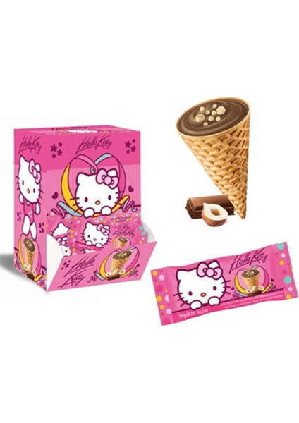 Lisanslı Hello Kitty Mini Kornet Çikolatalı Gofret 10GR 50 Adet