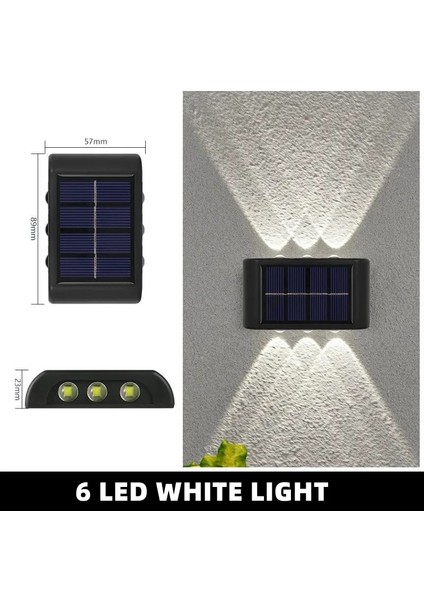 6led-1pcs-Beyaz Güneş Duvar Lambası Açık Su Geçirmez Güneş Işıkları Bahçe Sokak Peyzaj Balkon Açık Dekor Için Yukarı ve Aşağı Aydınlık Aydınlatma (Yurt Dışından)