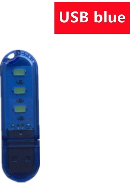 Mavi LED Mini USB Gece Lambası Taşınabilir U Disk Lambası 3led Okuma Lambaları Renkli Mini Kitap Işıkları DC5V Güç Bankası Powered Kamp Ampul (Yurt Dışından)