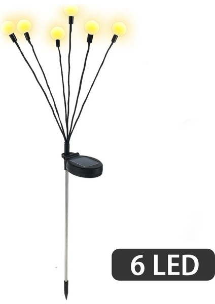 2 Adet Tarzı 6led Pcs Güneş Ateş Böceği Işık Açık Bahçe Dekorasyon Çim Peyzaj Güneş Lambası Güneş LED Işık Açık Dekor Bahçe Işıkları (Yurt Dışından)