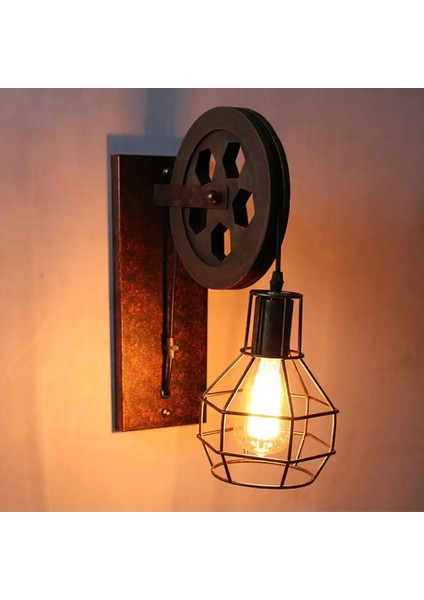 Pas Retro Vintage Duvar Lambası Endüstriyel Duvar Lambası Gölge Fikstürü Demir Loft Cafe Bar Ayarlanabilir Aplik Işıkları Wandlamp Dekorasyon LED (Yurt Dışından)