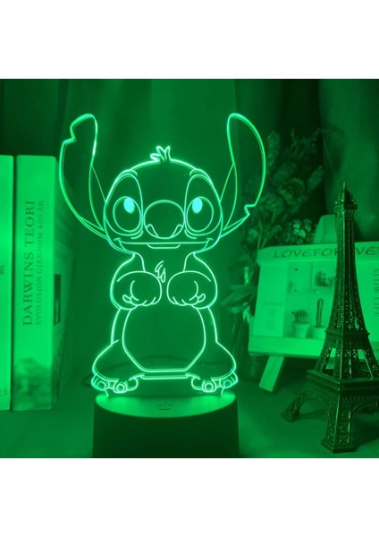 Beyaz Stil Gri Disneylilo ve Stitch 3D Gece Lambası Renk Değiştiren Işık Akrilik Panel Yatak Odası Dekorasyon Dokunmatik Uzaktan Kumanda Işık Hediye (Yurt Dışından) modelleri