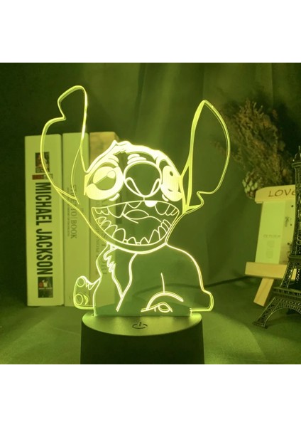 Beyaz Stil Gri Disneylilo ve Stitch 3D Gece Lambası Renk Değiştiren Işık Akrilik Panel Yatak Odası Dekorasyon Dokunmatik Uzaktan Kumanda Işık Hediye (Yurt Dışından) fırsatları