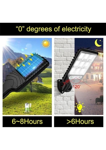 1 Adet Tarzı 2000W Güneş Enerjili Sokak Lambaları Açık Güneş Lambası 3 Işık Modu ile Su Geçirmez Hareket Sensörü Güvenlik Lambası Bahçe Veranda Yolu Yard Için (Yurt Dışından)