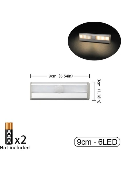 Mavi Kablosuz Pır Hareket Sensörü LED Gece Lambası 9cmcm Aaa Battrty Mutfak Dolabı Dolap Koridor Merdiven Gece Lambası (Yurt Dışından)