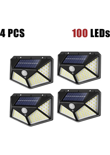4 Adet 100 LED Güneş Duvar Işıkları Açık Güneş Lambası Su Geçirmez Hareket Sensörü Güneş Enerjili Güneş Işığı Sokak Lambası Bahçe Dekorasyon Için (Yurt Dışından)