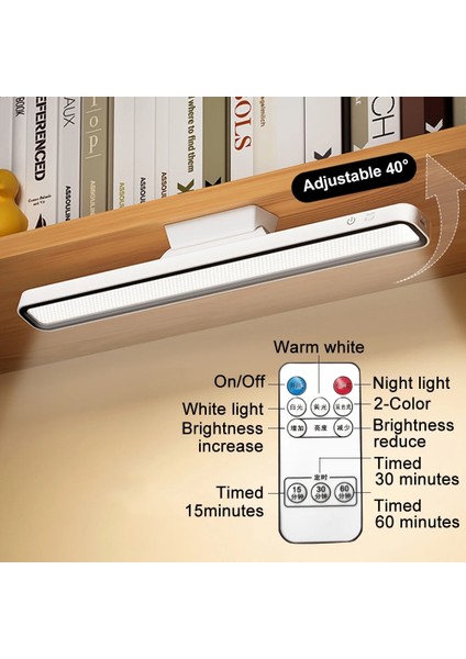 Beyaz Masa Lambası LED USB Şarj Edilebilir Işık Kademesiz Karartma Masa Lambası Asılı Manyetik Yatak Odası Gece Lambası Okuma Masası Lambaları (Yurt Dışından) indirimleri