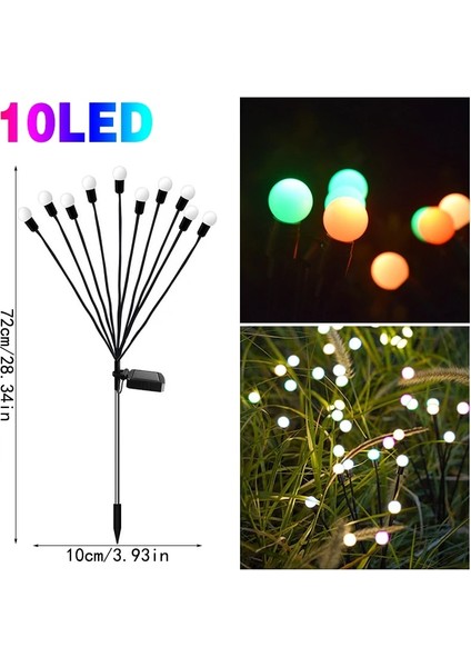 10LED-RENKLI-1 Adet Güneş Ateş Böceği Işık Açık Su Geçirmez Güneş LED Bahçe Işık Açık Kır Evi Teras Bahçe Avlu Çim Dekorasyon (Yurt Dışından)