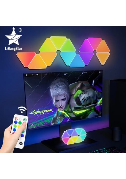 4 Adet LED Üçgen Duvar Lambası USB Dokunmatik Gece Lambası Rgb Ortam Işığı Uzaktan Kumanda Iç Mekan Oyunu Odası Yatak Odası Başucu Dekoratif Işık (Yurt Dışından) fiyatları
