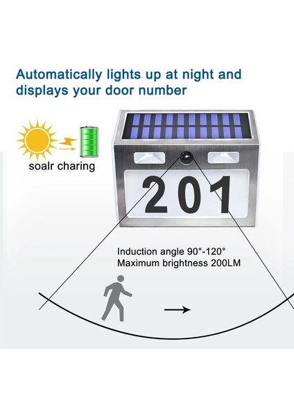 Güneş Ev Numarası Plak Işık ile 200LM Hareket Sensörü LED Işıkları Ev Bahçe Kapısı Için Adres Numarası Solar Lamba Aydınlatma (Yurt Dışından) modelleri