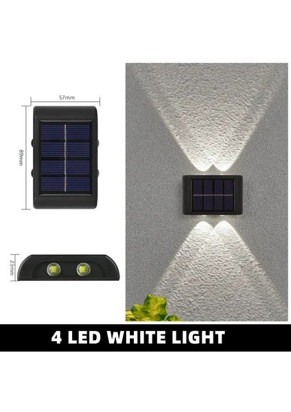 4led-1pcs-Beyaz Güneş Duvar Lambası Açık Su Geçirmez Güneş Işıkları Bahçe Sokak Peyzaj Balkon Açık Dekor Için Yukarı ve Aşağı Aydınlık Aydınlatma (Yurt Dışından)