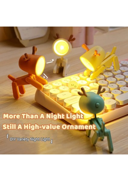 No.14 Tarzı No.26 Boyutu Katlanır Mini LED Masa Lambası Yaratıcı Köpek Şekli Gece Lambası Masaüstü Süs Dıy Masa Lambası Oturma Odası Için Küçük Masa Lambası Noel (Yurt Dışından)