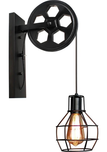 Siyah Retro Vintage Duvar Lambası Endüstriyel Duvar Lambası Gölge Fikstürü Demir Loft Cafe Bar Ayarlanabilir Aplik Işıkları Wandlamp Dekorasyon LED (Yurt Dışından)