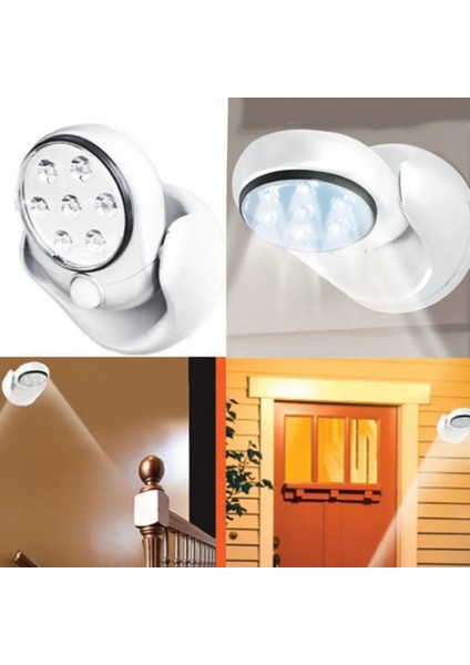 6 V 7 LED Akülü Hareket Aktif Sensörlü Işık Lam Derece Dönme Duvar Lambaları Beyaz Sundurma Işıkları Kapalı Dış Aydınlatma (Yurt Dışından)