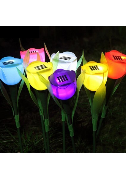 No.1 Boyutu Olar LED Işık Açık Su Geçirmez Çok Renkli Güneş Çiçek Lale Ampul Ev Bahçe Yard Çim Peyzaj Gece Lambası (Yurt Dışından) modelleri
