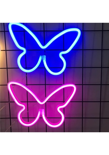 Pembe Kelebek LED Neon Işık Burcu Duvar Asılı Lamba Odası Ev Dekorasyon Gece Lambası Bar Parti Duvar Aydınlatma Dekor Noel Doğum Günü Hediyesi (Yurt Dışından)