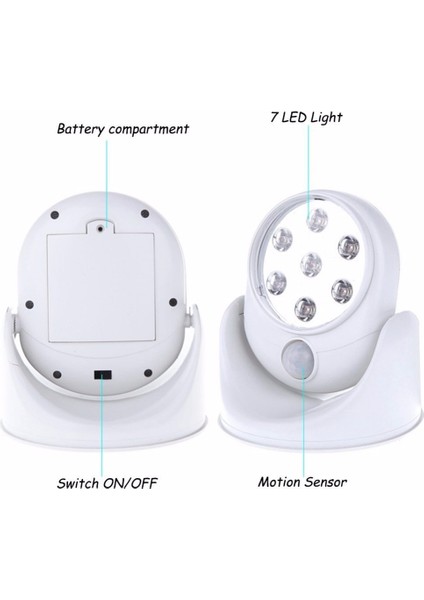 6 V 7 LED Akülü Hareket Aktif Sensörlü Işık Lam Derece Dönme Duvar Lambaları Beyaz Sundurma Işıkları Kapalı Dış Aydınlatma (Yurt Dışından) fırsatları
