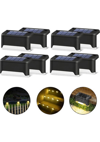 Xiyu Shop 12 Adet Tarzı Kahverengi-Sıcak Merdiven LED Solar Lamba IP65 Su Geçirmez Açık Bahçe Işık Yolu Yard Veranda Adım Çit Lambaları Bahçe Dekor Güneş Işığı Açık Havada (Yurt Dışından)