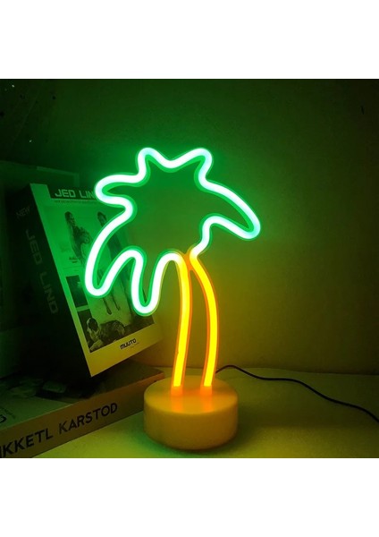 Ağaç Neon Işık Parti LED Flamingo Ananas Renkli Pembe LED Gece Lambası Yatak Odası Dekoru Neon Burcu Duvar Kağıdı Noel Neon Ampul (Yurt Dışından)