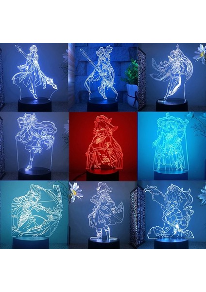 17KLEE Stili 20SCARAMOUCHE Ge Etki Yae Miko Hu Tao Scaramouche Oyunu Şekil 3D LED Lamba Yatak Odası Kazuha Tighnari Akrilik Gece Işıkları Hediye (Yurt Dışından) fiyatları